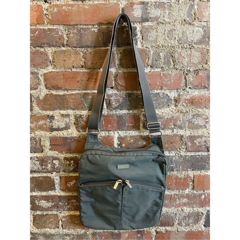 Baggllini Gray Crossbody Yellow Lining Purse Bag